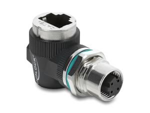 DELOCK M12 Adapter D-kodiert 4 Pin Bu zu RJ45 Bu gewinkelt