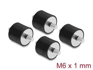 DELOCK Vibrationsdämpfer M6x1mm D25xH20mm 2x Außengew. 4 St.