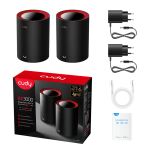 Cudy M3000 2-Pack Dual-Band (2,4 GHz/5 GHz) Wi-Fi 6 (802.11ax) Schwarz, Rot 1 Intern