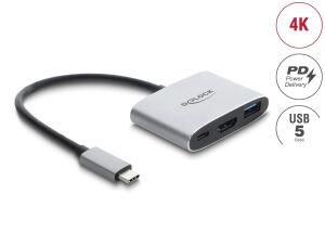 DELOCK USB-C Adapter > HDMI 4K 60Hz m. USB-A/C PD 3.1 140W