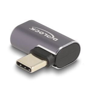 DeLOCK USB Adapter 40 Gbps USB Type-C PD 3.0 100 W Stecker zu Buchse gewinkelt links / rechts 8K 60 Hz Metall