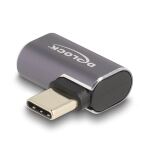 DeLOCK USB Adapter 40 Gbps USB Type-C PD 3.0 100 W Stecker zu Buchse gewinkelt links / rechts 8K 60 Hz Metall