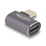 DeLOCK USB Adapter 40 Gbps USB Type-C PD 3.0 100 W Stecker zu Buchse gewinkelt links / rechts 8K 60 Hz Metall
