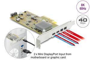 DELOCK PCI Expr x4 Card 2x extern USB-C 40Gbps Bu Low Prof.