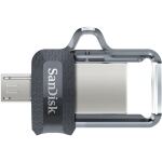 SanDisk Ultra Dual m3.0 USB-Stick 256 GB USB Type-A / Micro-USB 3.2 Gen 1 (3.1 Gen 1) Schwarz, Silber, Transparent