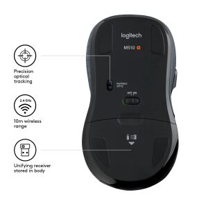 Logitech M510 Maus rechts RF Wireless Laser 1000 DPI