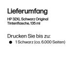 HP 32XL Schwarz Original Tintenflasche, 135 ml