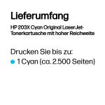 HP 203X Cyan Original LaserJet-Tonerkartusche mit hoher Reichweite