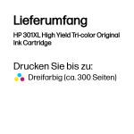 HP 301XL Cyan/Magenta/Gelb Original Druckerpatrone mit hoher Reichweite