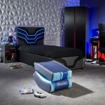X Rocker 2022085 Videospiel-Stuhl Konsolen-Gamingstuhl Gepolsterter, ausgestopfter Sitz Blau