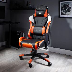 X Rocker Agility eSports PC-Gamingstuhl Gepolsterter, ausgestopfter Sitz Schwarz, Orange, Weiß