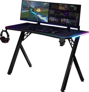 XROCKER Gaming Schreibtisch LED LED App-Steuerung/140cm/schwarz