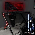 X Rocker Ocelot Aluminium Carbon Gaming Tisch mit Stickern in Rot & Blau