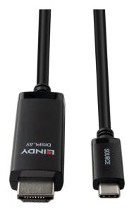 Lindy 43434 Videokabel-Adapter 2 m USB Typ-C HDMI Schwarz