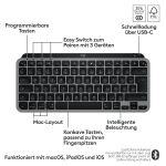 Logitech MX Keys Mini For Mac Tastatur Heimbüro Bluetooth QWERTZ Deutsch Schwarz, Grau