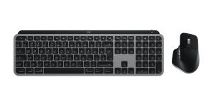 Logitech Master MX Keys S Combo for Mac Tastatur Maus enthalten Heimbüro RF Wireless + Bluetooth QWERTY US International Aluminium, Schwarz