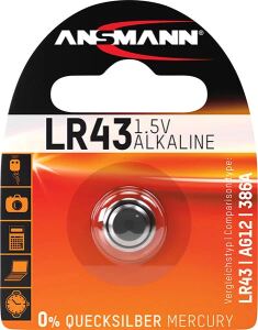 Batterie Knopfzelle LR43 LR1142 AG12 Spannung von 1,5 V 1er Blister