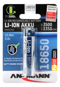 Ansmann 1307-0001 Haushaltsbatterie Wiederaufladbarer Akku 18650 Lithium-Ion (Li-Ion)