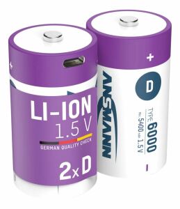 Ansmann 1314-0005 Haushaltsbatterie Wiederaufladbarer Akku D Lithium-Ion (Li-Ion)