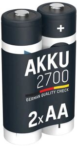 Akku AA ANSMANN NiMH 2.700mAh    2er Mignon, min.2500mAh, HR6, 1.2V, maxE