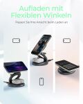 ICY BOX IB-SH101-CH, 3 in 1 klappbarer Ständer mit kabelloser Ladefunktion, magnetisch, für Smartphone, Inear-Kopfhörer und Smartwatch, Aluminium