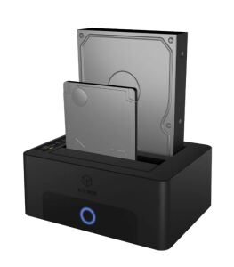 ICY BOX IB-1232CL-U3; Docking und Klonstation für 2x 2,5" oder 3,5" HDD/SSD to USB 3.2 Gen 1 Host, SINGLE + copy funktion, UASP & SATA III (6 Gbit/s), schwarz