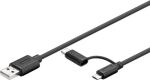 Kabel USB 2.0 A->micro B+C S/S 1,0m 2in1 Micro-B Kabel...
