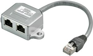 Adapter Kabel CAT5 T-Adapter 15cm 2xBuchse,RJ45Buch.-RJ45Buch.f.RJ45K.