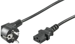 Stromkabel mit Kaltgerätebuchse 1,5m Stecker abgewinkelt, Buchse gerade
