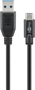Goobay 71221 USB Kabel USB 3.2 Gen 1 (3.1 Gen 1) 2 m USB A USB C 5 Gbit/s Schwarz