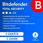 BITDEFENDER Total Security  5Dev.ESD 1 Jahr,5 Devices