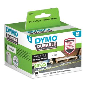 DYMO Original LabelWriter Hochleistungs-Etiketten | 59 mm x 190 mm | weißes Kunststoff-Etikett | Rolle mit 170 Etiketten | für LabelWriter-Beschriftungsgerät