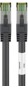 Patch-Kabel CAT8.1 0,25m S/FTP black PiMF, 2xRJ45, Folie, Geflecht