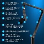 LOGITECH Yeticaster GX Dynamic RGB G Mic w/LIGHTSYNC - Boom Arm, Black