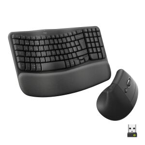 LOGITECH Wave Keys & Lift Vertical Mouse, Graphite