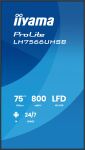 iiyama LH7566UHSB-B1AG Signage-Display Digital Signage Flachbildschirm 190,5 cm (75") LCD WLAN 800 cd/m² 4K Ultra HD Schwarz Eingebauter Prozessor Android 24/7