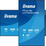 iiyama LH7566UHSB-B1AG Signage-Display Digital Signage Flachbildschirm 190,5 cm (75") LCD WLAN 800 cd/m² 4K Ultra HD Schwarz Eingebauter Prozessor Android 24/7