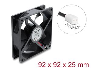 DeLOCK Axiallüfter 48 V DC, 92 x 92 x 25 mm mit 2 Pin Lüfteranschluss schwarz