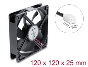DeLOCK Axiallüfter 48 V DC, 120 x 120 x 25 mm mit 2 Pin Lüfteranschluss schwarz