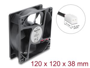DeLOCK Axiallüfter 48 V DC, 120 x 120 x 38 mm mit 2 Pin Lüfteranschluss schwarz