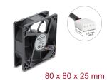 DeLOCK Axiallüfter 48 V DC, 80 x 80 x 25 mm mit 4 Pin PWM Lüfteranschluss schwarz