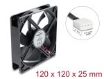 DeLOCK Axiallüfter 48 V DC, 120 x 120 x 25 mm mit 4 Pin PWM Lüfteranschluss schwarz