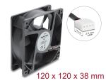 DeLOCK Axiallüfter 48 V DC, 120 x 120 x 38 mm mit 4 Pin PWM Lüfteranschluss schwarz