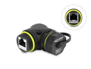 DELOCK Kabelverb. RJ45 Bu > Bu Cat.6 M23x1,5mm 90° gew. IP68