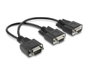 DeLOCK Adapter Y-Kabel D-Sub9 1 x Stecker mit Muttern zu 2 x Buchse mit Schrauben 25 cm