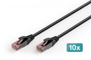 DIGITUS CAT 6 U/UTP Outdoor-Patchkabel, 10 Stück, 1m, schw.