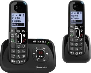 amplicomms BigTel 1582 Duo DECT-Telefon Anrufer-Identifikation Schwarz