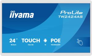 iiyama TW2424AS-W3P Signage-Display Interaktiver Flachbildschirm 60,5 cm (23.8") LCD WLAN 450 cd/m² Full HD Weiß Touchscreen Eingebauter Prozessor Android 24/7