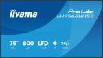 iiyama LH7566UHSB-B1AG Signage-Display Digital Signage Flachbildschirm 190,5 cm (75") LCD WLAN 800 cd/m² 4K Ultra HD Schwarz Eingebauter Prozessor Android 24/7