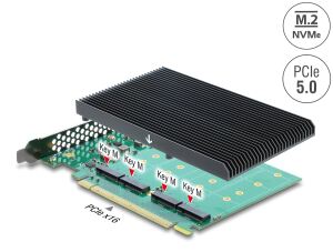 DELOCK PCI Express 5.0 x16 Karte > 4x intern NVMe M.2 Key M